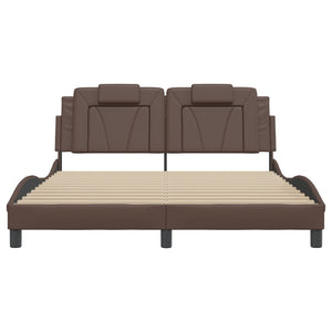 Bed Frame "Viana" with LED without Mattress Brown 160x200 cm