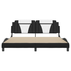 Bed Frame "Viana" with LED without Mattress Black and White 180x200 cm