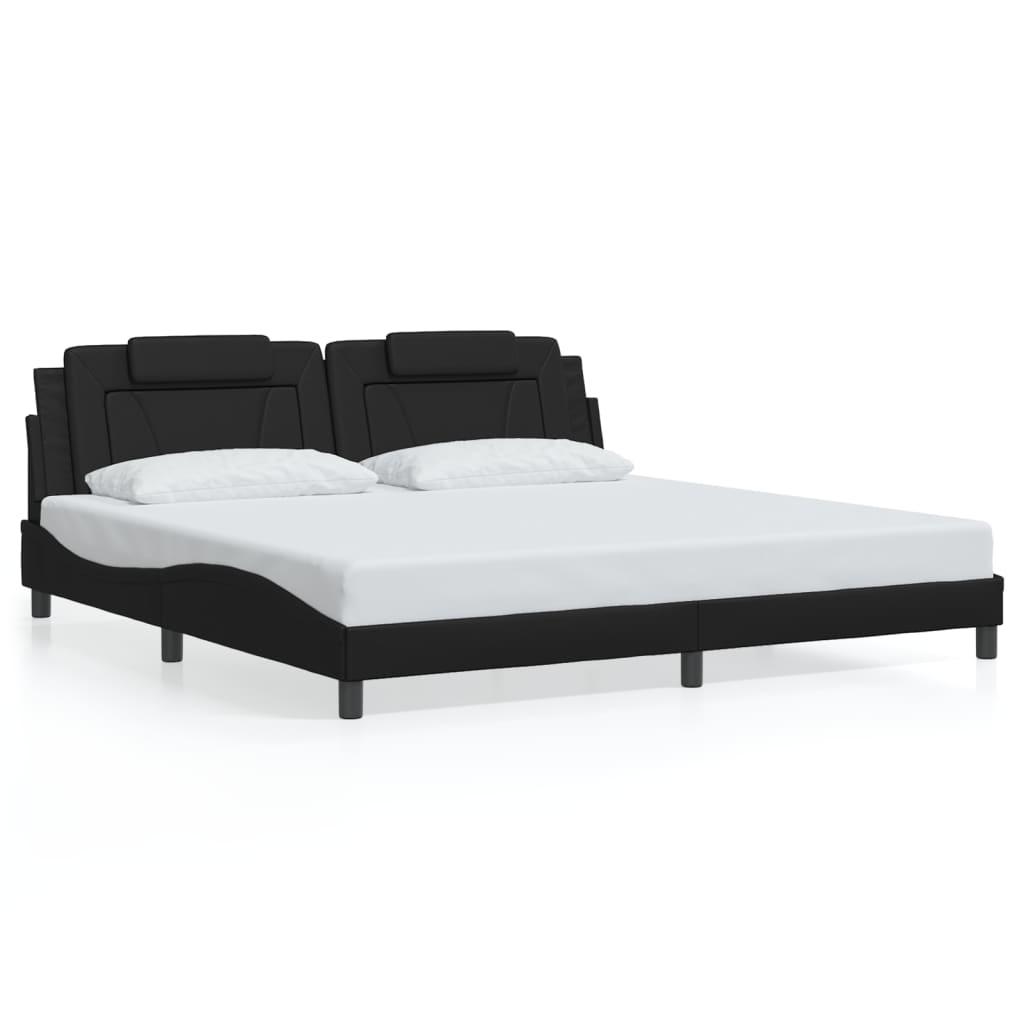 Bed Frame "Viana" with LED without Mattress Black 200x200 cm