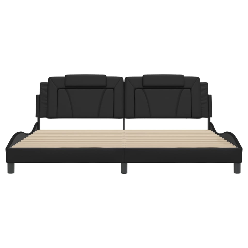 Bed Frame "Viana" with LED without Mattress Black 200x200 cm