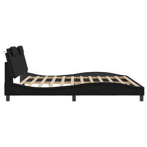 Bed Frame "Viana" with LED without Mattress Black 200x200 cm
