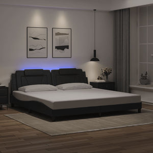 Bed Frame "Viana" with LED without Mattress Black 200x200 cm