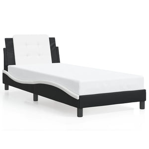 Bed Frame with LED without Mattress "Zadar" Black and White 90x190 cm
