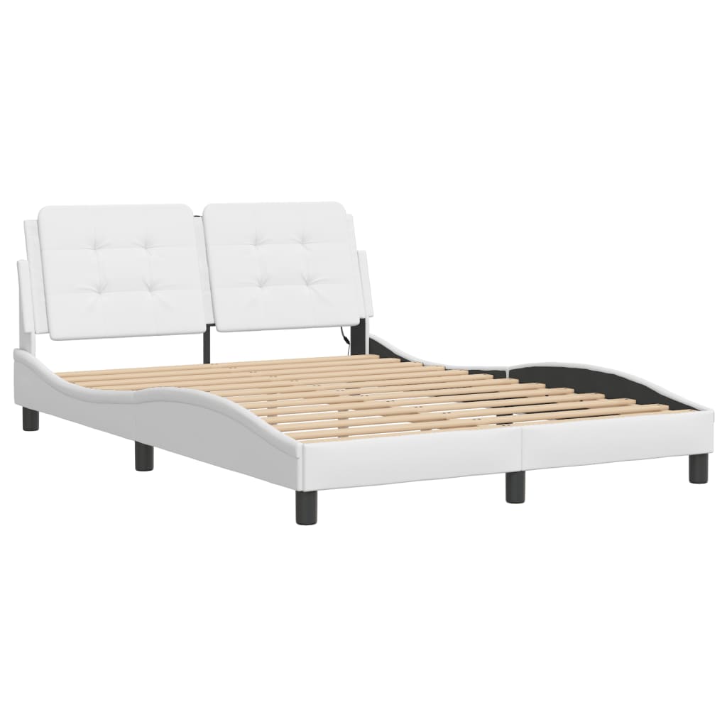 Bed Frame with LED without Mattress "Zadar" White 120x200 cm