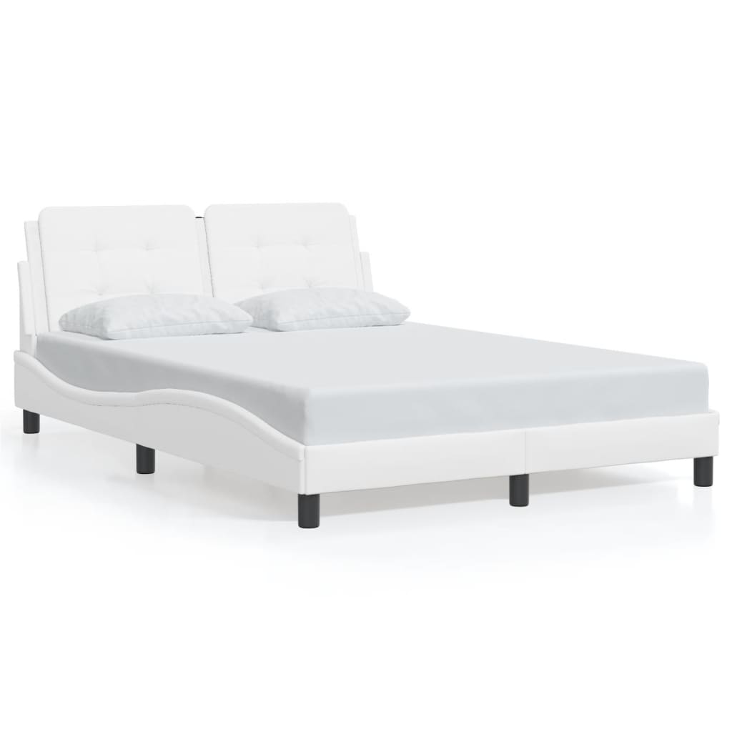 Bed Frame with LED without Mattress "Zadar" White 120x200 cm