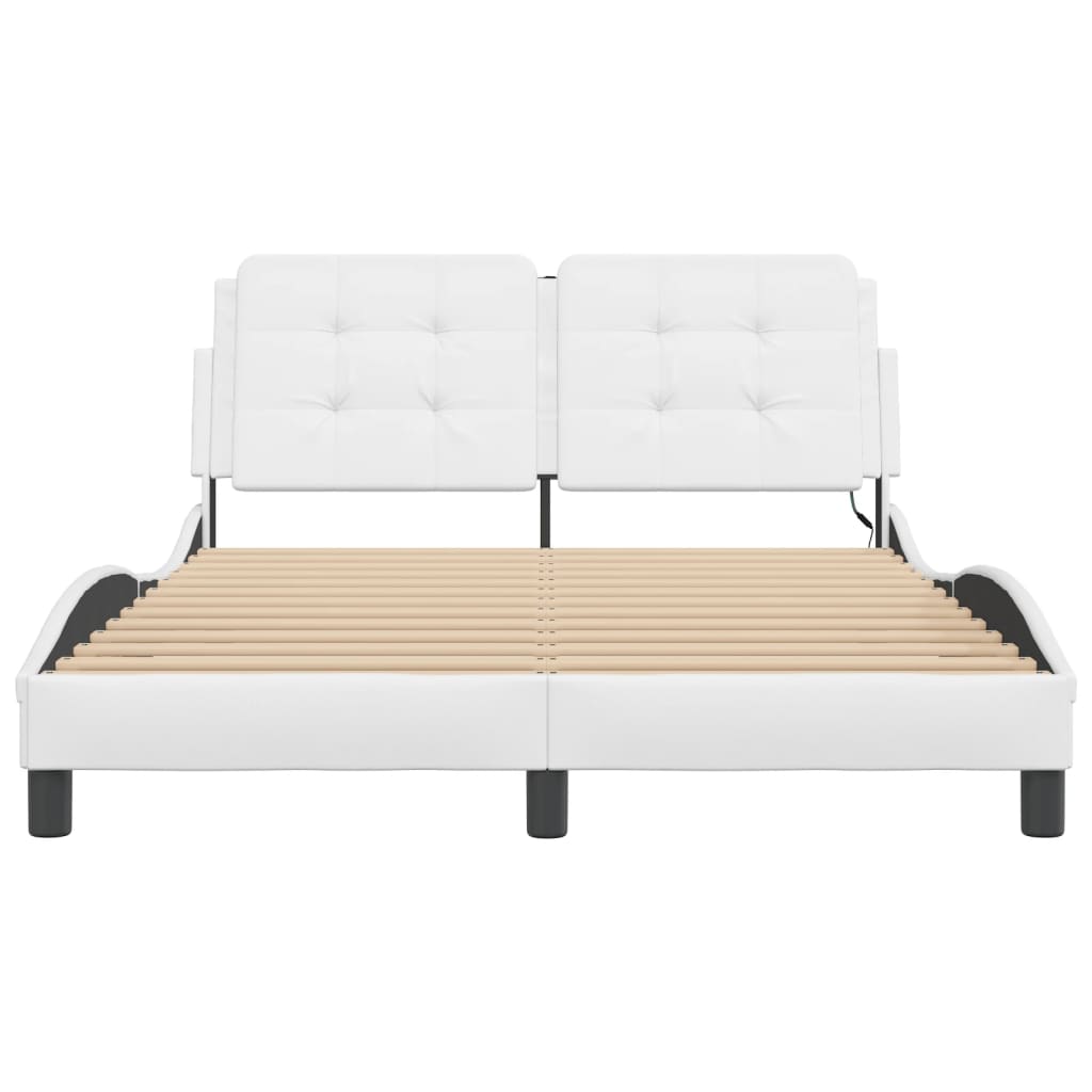 Bed Frame with LED without Mattress "Zadar" White 120x200 cm