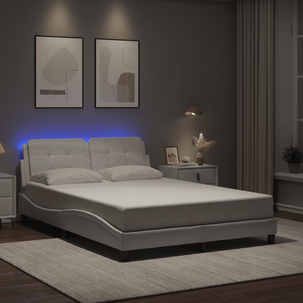 Bed Frame with LED without Mattress "Zadar" White 120x200 cm