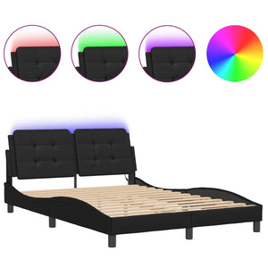 Bed Frame with LED without Mattress "Zadar" Black 140x190 cm