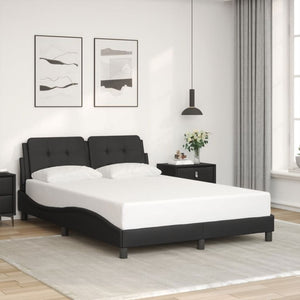 Bed Frame with LED without Mattress "Zadar" Black 140x190 cm