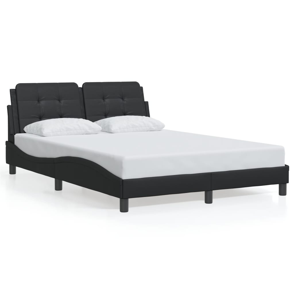 Bed Frame with LED without Mattress "Zadar" Black 140x190 cm