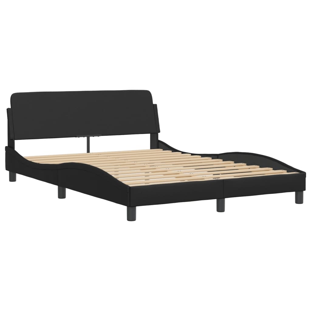 Bed Frame with LED without Mattress "Zadar" Black 140x190 cm