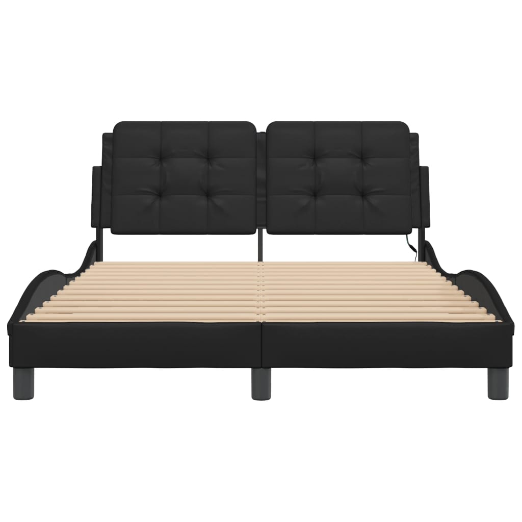 Bed Frame with LED without Mattress "Zadar" Black 140x200 cm