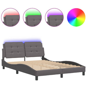 Bed Frame with LED without Mattress "Zadar" Grey 140x200 cm