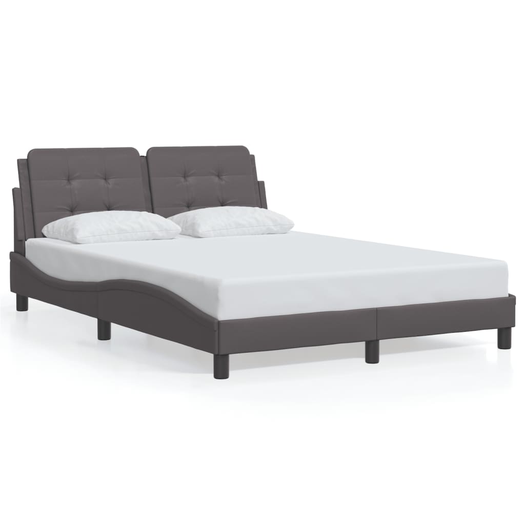 Bed Frame with LED without Mattress "Zadar" Grey 140x200 cm