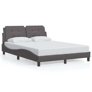 Bed Frame with LED without Mattress "Zadar" Grey 140x200 cm