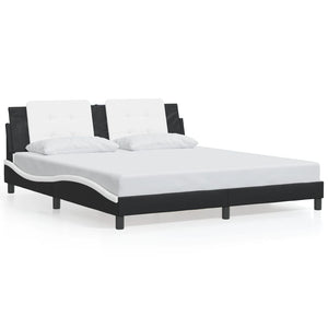 Bed Frame with LED without Mattress "Zadar" Black and White 180x200 cm