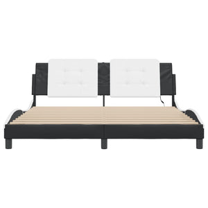 Bed Frame with LED without Mattress "Zadar" Black and White 180x200 cm