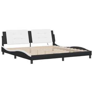 Bed Frame with LED without Mattress "Zadar" Black and White 200x200 cm