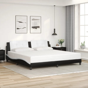 Bed Frame with LED without Mattress "Zadar" Black and White 200x200 cm