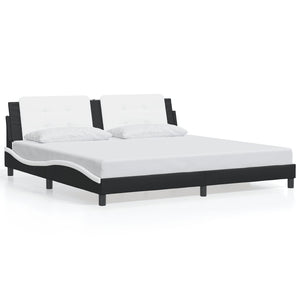 Bed Frame with LED without Mattress "Zadar" Black and White 200x200 cm