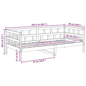 Dagbädd utan madrass vaxad brun 90x200 cm massiv furu
