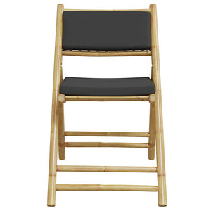 Caféstolar hopfällbara med mörkgrå kuddar 5 st bambu