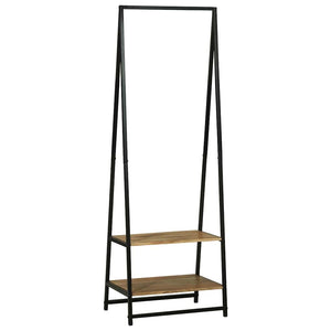 Klädhängare med hylla Svart 60 x 45 x 180 cm Massivt Akaciaträ