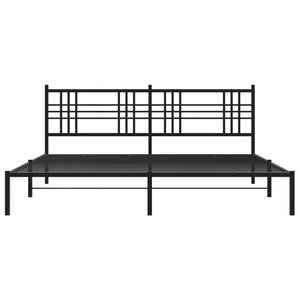 Sängram med huvudgavel metall svart 183x213 cm