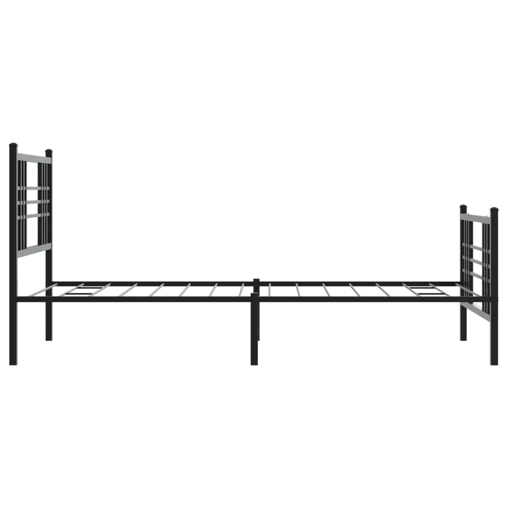 Sängram med huvudgavel och fotgavel svart metall 100x190 cm