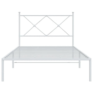 Sängram med huvudgavel metall vit 100x200 cm