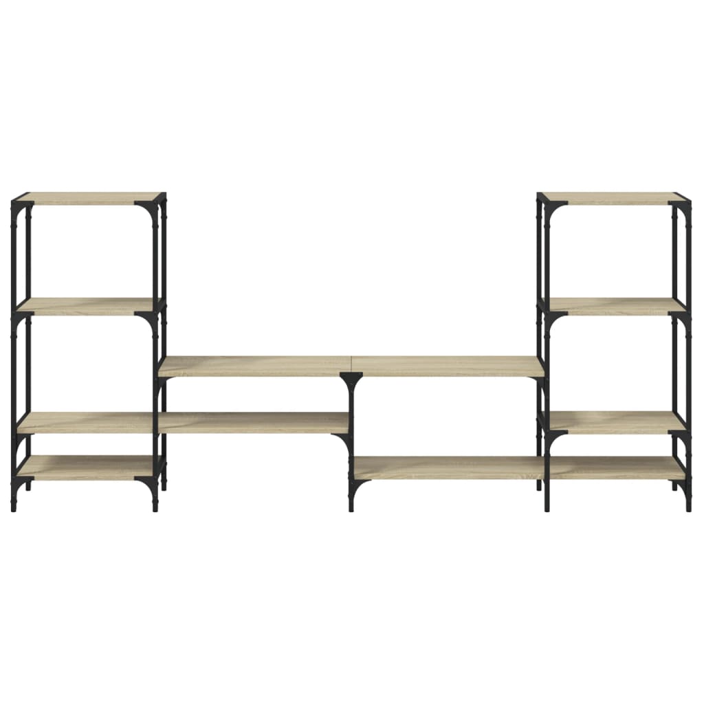 Tv-bänk rökfärgad ek 206,5x28,5x95 cm konstruerat trä