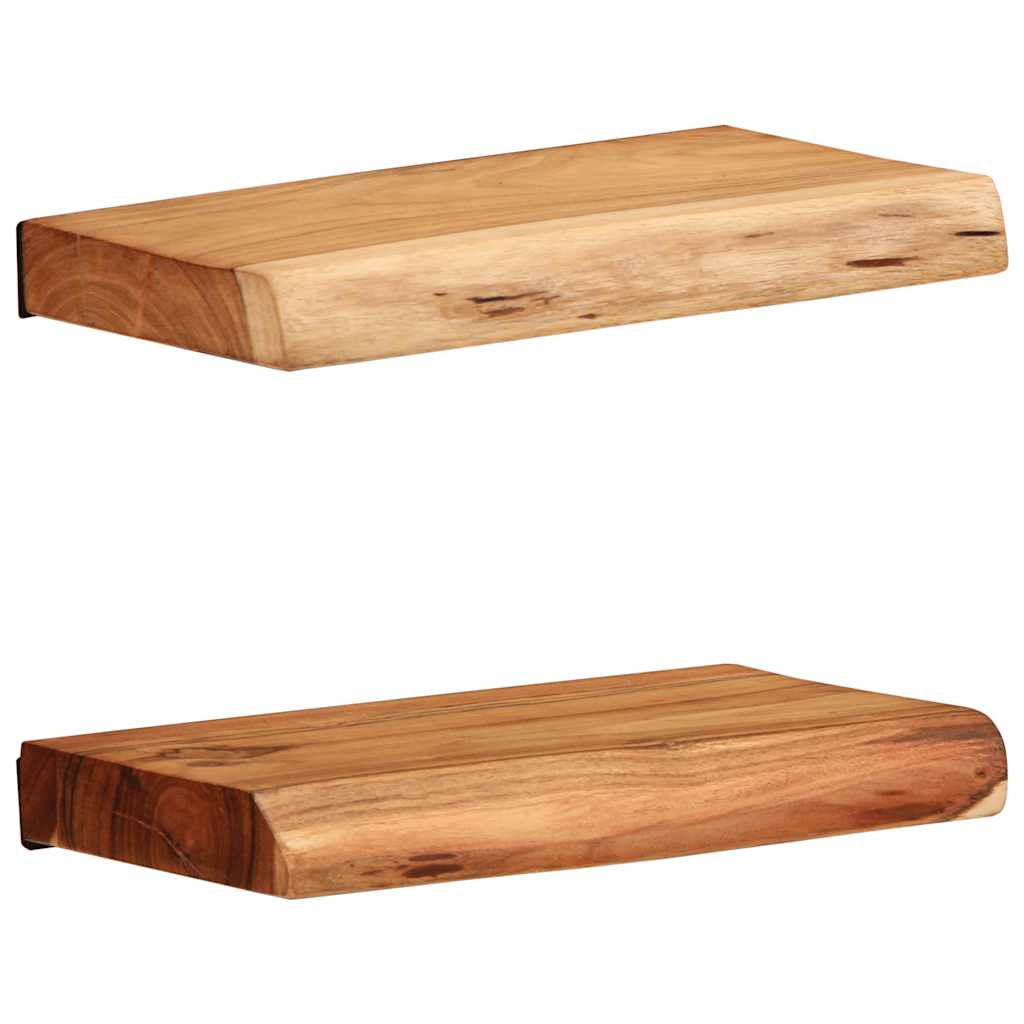 Vägghyllor 2 st 30x20x3,5 cm massivt trä akacia