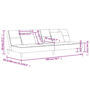 Bäddsoffa 2-sits med två kuddar mörkgrå tyg