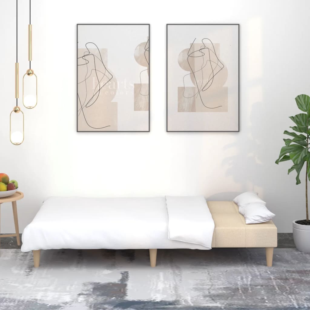 Bäddsoffa 2-sits gräddvit tyg