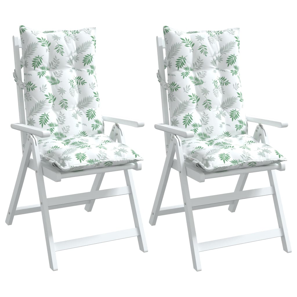 Stolsdynor för stolar med hög rygg 2 st bladmönster oxfordtyg