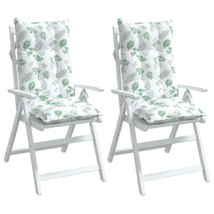 Stolsdynor för stolar med hög rygg 2 st bladmönster oxfordtyg