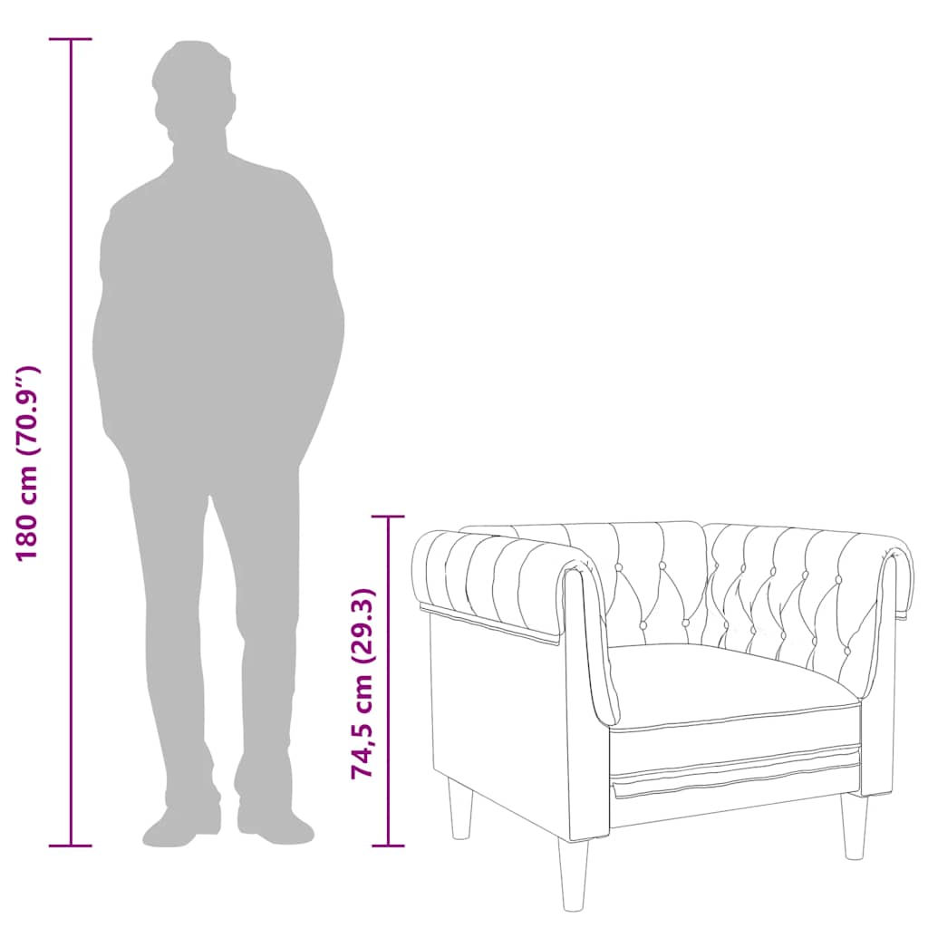 Chesterfieldfåtölj mörkgrå tyg