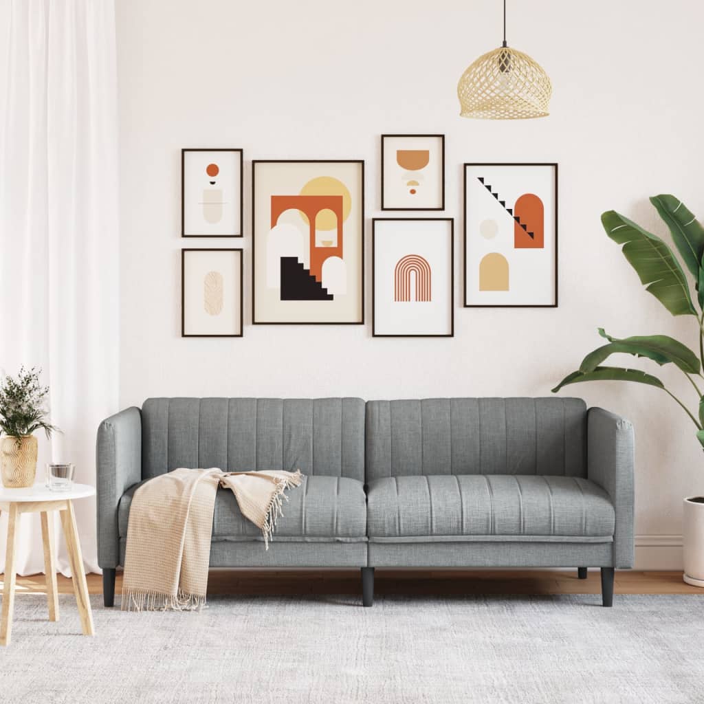 Soffa 3-sits ljusgrå tyg