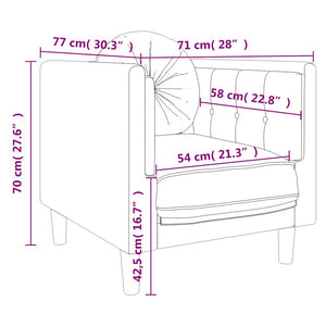 Fåtölj med dyna vinröd sammet