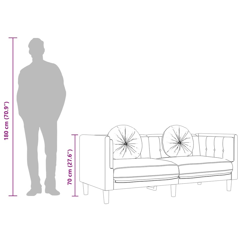 Soffa med kuddar 3-sits blå sammet
