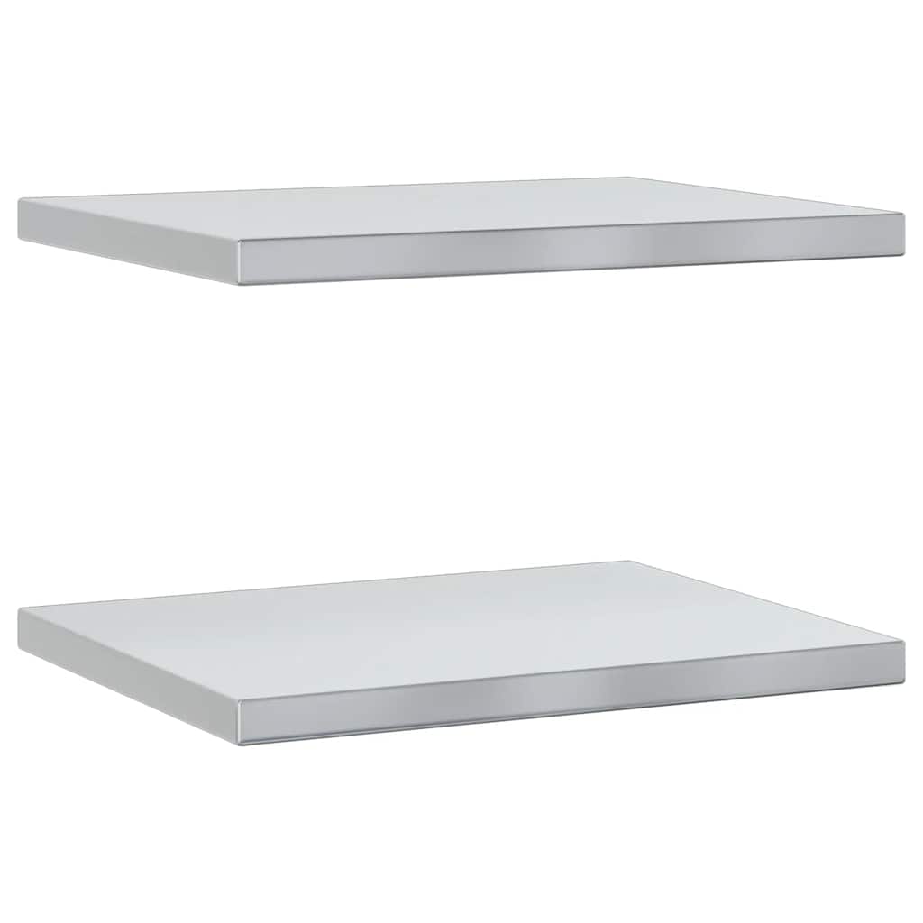 Vägghyllor 2 st 50x40 cm silver rostfritt stål