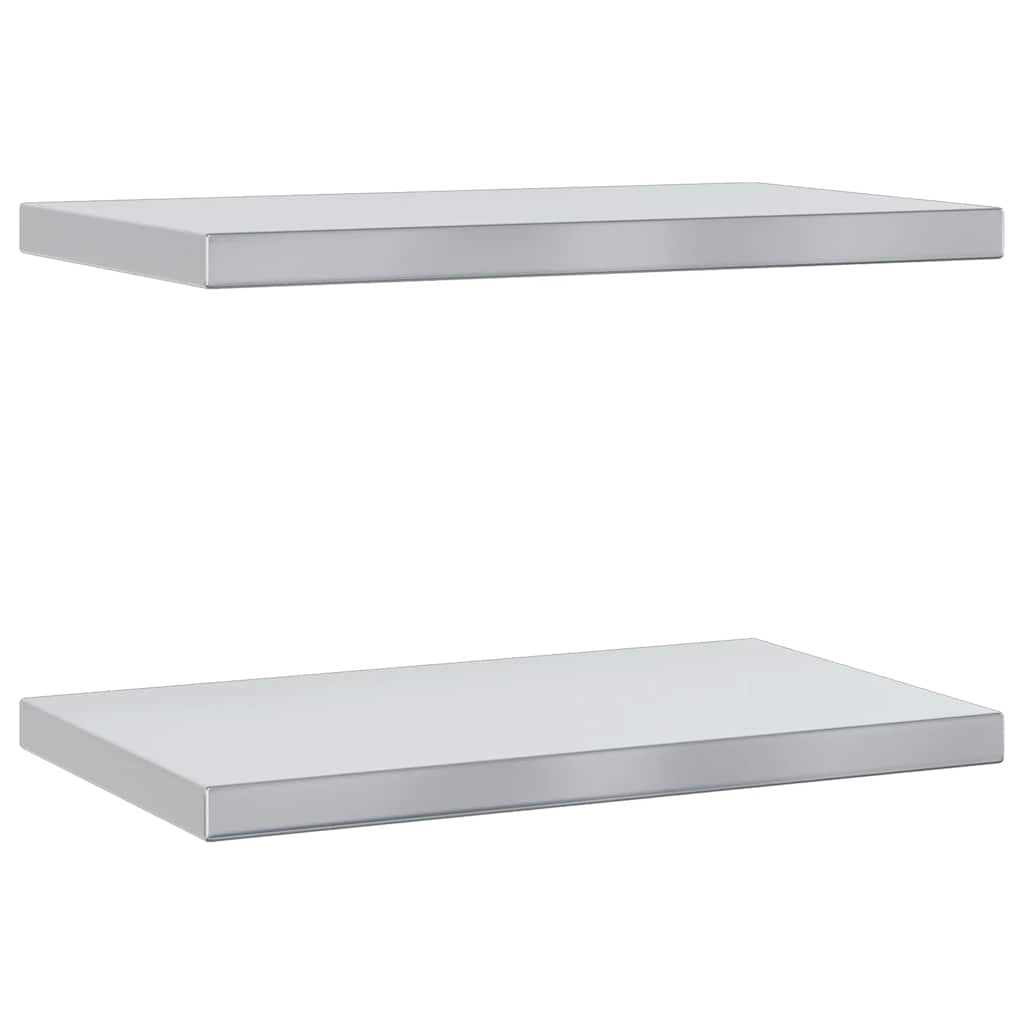Vägghyllor 2 st 50x30 cm silver rostfritt stål