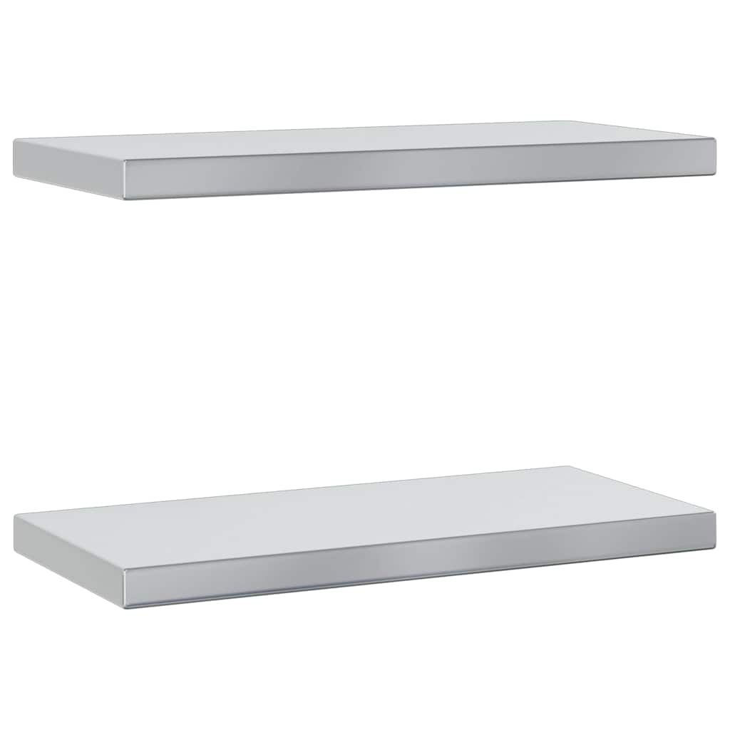 Vägghyllor 2 st 50x23,5 cm silver rostfritt stål