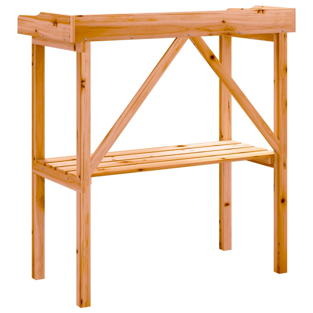 Växtbord med hylla brun 78x38x82,5 cm massivt granträ