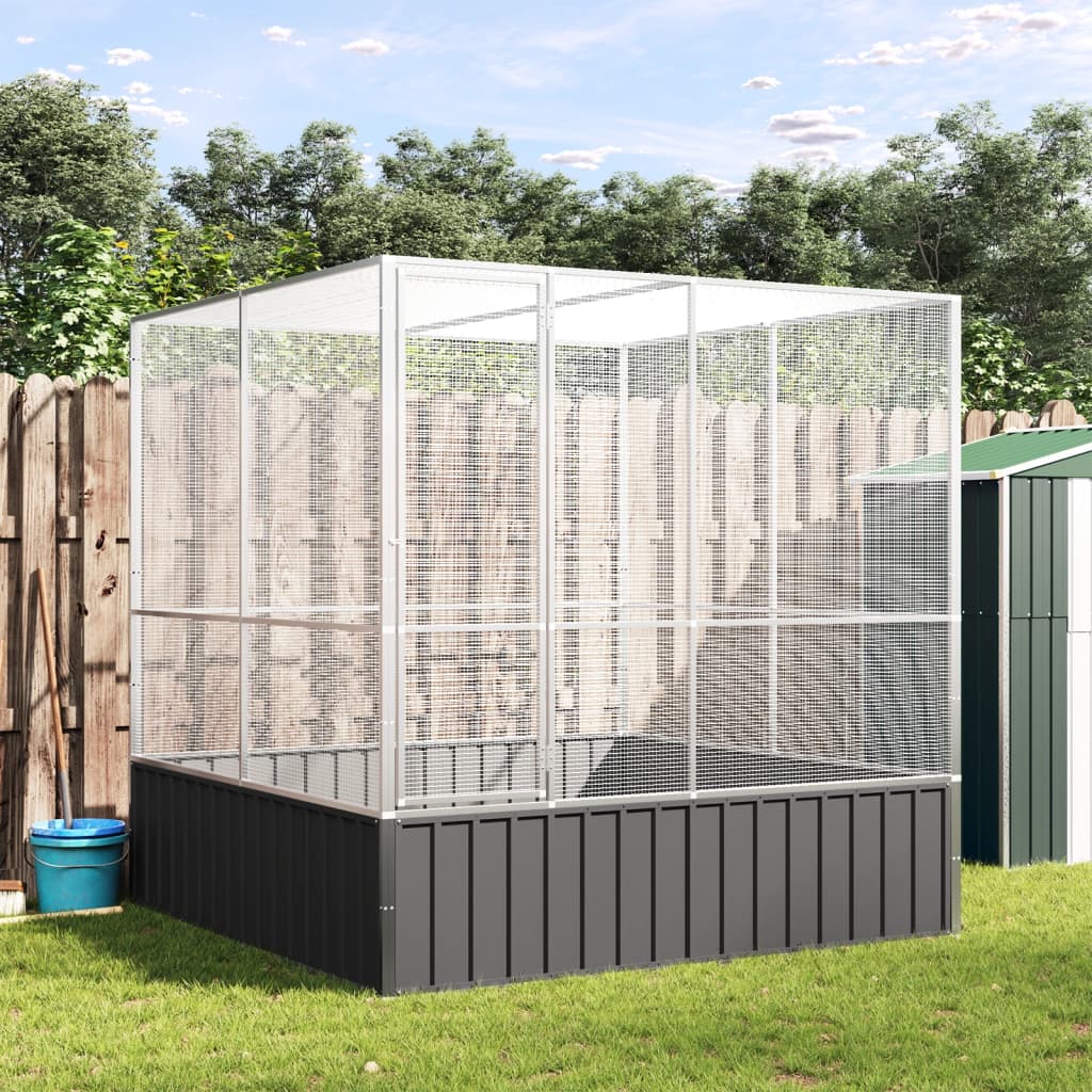 Voljär silver 211x207x212 cm stål