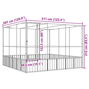 Voljär silver 311x307x212 cm stål