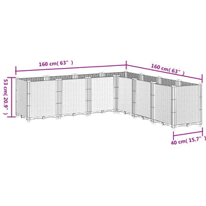 Odlingslåda blågrå 160x160x53 cm PP