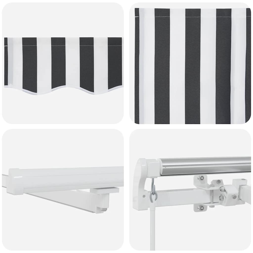 Markis manuellt infällbar med LEDs antracit och vit 400x300 cm