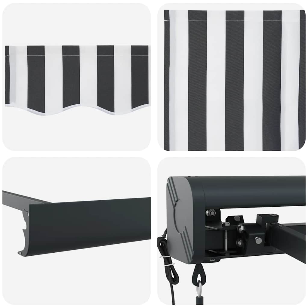 Markis infällbar antracit och vit 3x2,5 m tyg&aluminium