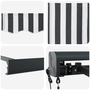 Markis infällbar antracit och vit 3x2,5 m tyg&aluminium